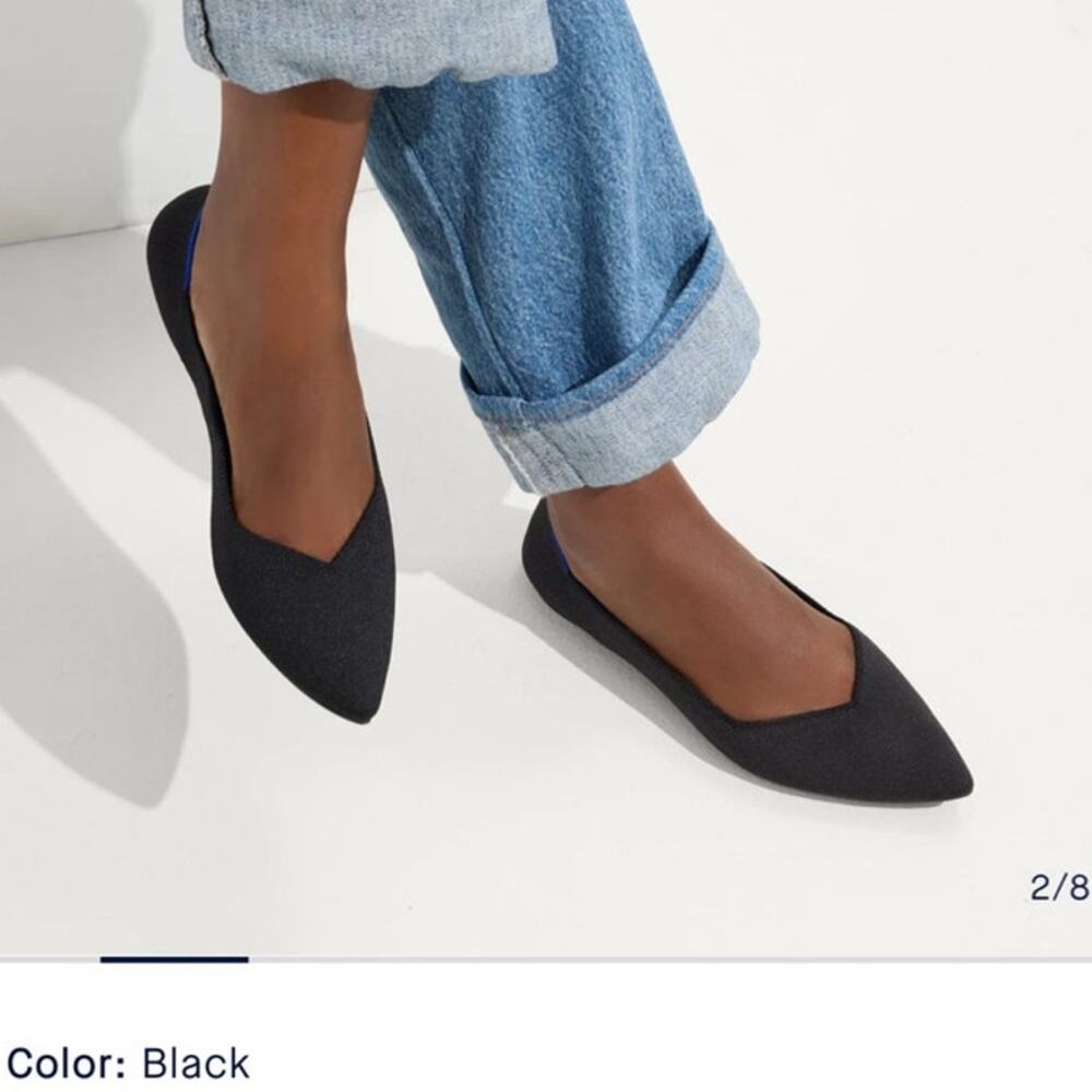 Rothy's The Point II Flats $155 Black Shoes W7 Classic Pointed Preppy Recycled